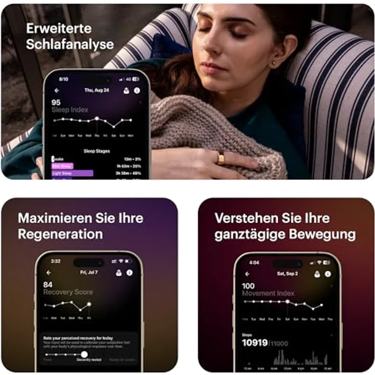 ULTRAHUMAN Ring AIR - Kein App-Abonnement - Smart Ring - Size First mit Größenkit - Verfolgen Sie Schlaf, Workouts, Herzfrequenz, HRV - Bis zu 6 Tage Akkulaufzeit (Größe 12) – Bild 4