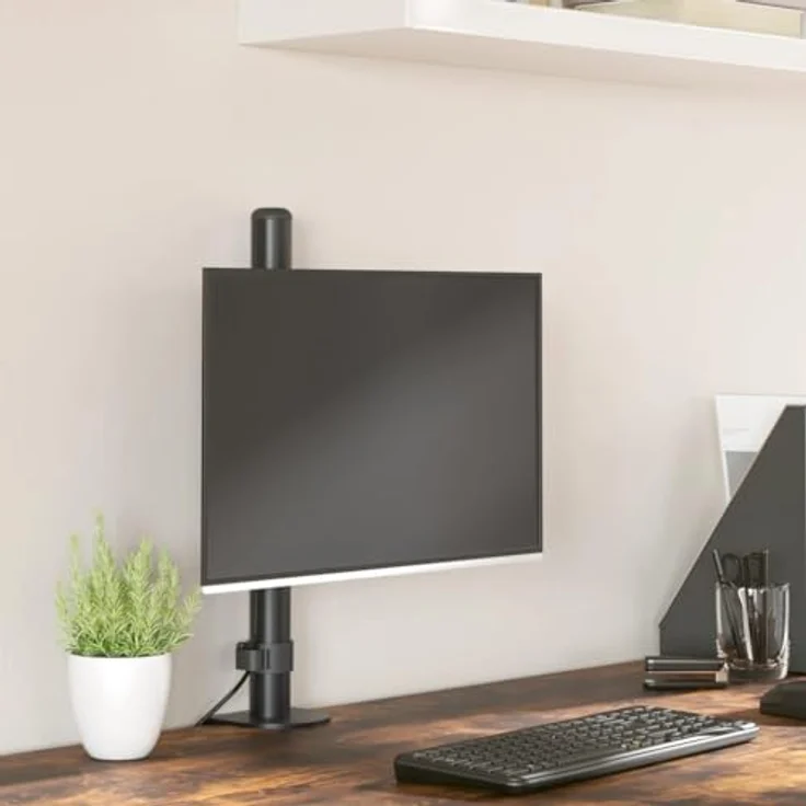 vidaXL Monitorhalterung, Verstellbar Monitor Tischhalterung mit C-Klemme, Bildschirmhalterung für 1 Monitor, VESA 75/100 mm, Schwarz Stahl – Bild 2