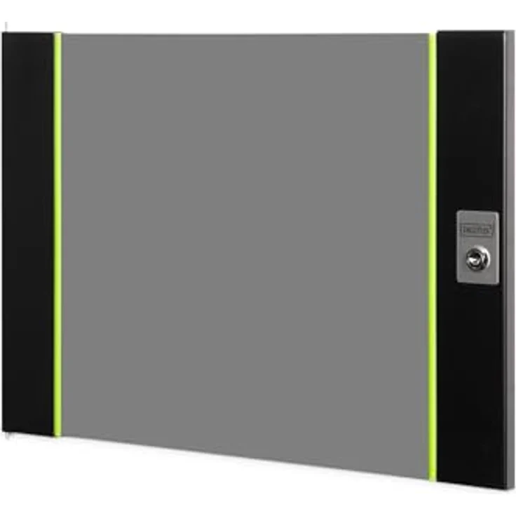 DIGITUS Glas-Ersatztür für Unique Netzwerkschrank – 9 HE – Sicherheitsglas mit Schloss und Schlüssel – Schwarz – Bild 1