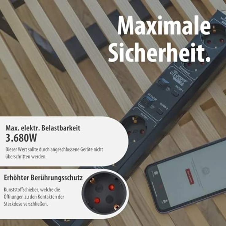 Brennenstuhl Connect Line WiFi Steckdosenleiste 6-Fach, intelligente Mehrfachsteckdose mit Sprachsteuerung, 2.4 GHz, kompatibel mit Alexa und Google Assistant, 1,5m Kabel, schwarz – Bild 4