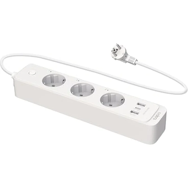 TP-Link Tapo P300 steckdosenleiste mit 2 USB-Anschlüsse & 1 Type C-Anschlüsse,Mehrfachsteckdose Sicherheitsgarantie,funktioniert Alexa,Google Home,HomeKit Sprachsteuerung,Fernzugriff,1.5M,Weiss – Bild 1
