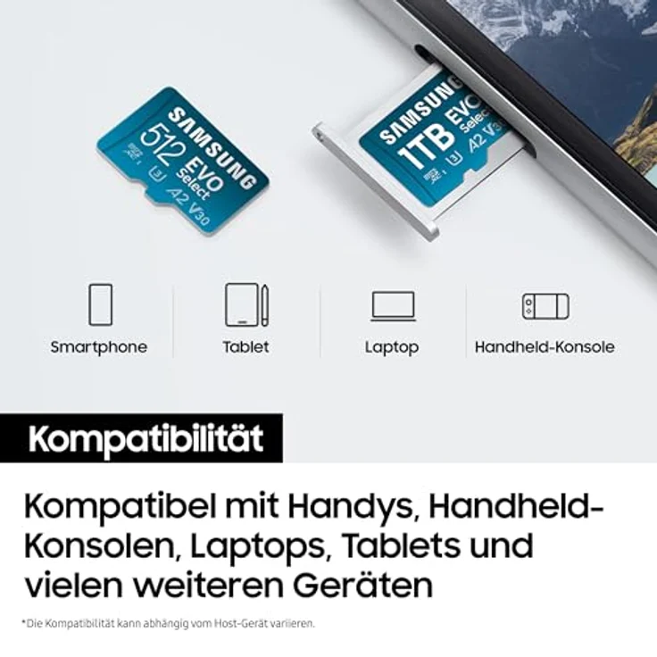 Samsung EVO Select (2024) microSD-Karte, 512 GB mit SD-Adapter, 160 MB/s Übertragungsgeschwindigkeit, wasserfest und temperaturbeständig – Bild 7