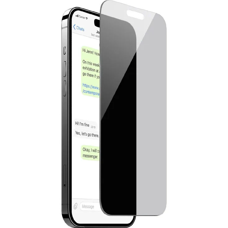 Puro Privacy Tempered Glass für iPhone 15/16, 9H gehärtete Schutzfolie mit Sichtschutz und Anti-Fingerabdruck-Beschichtung, Transparent