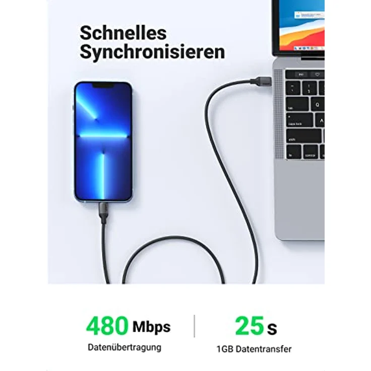 Ugreen USB Typ-C zu Lightning Ladekabel MFI zertifiziert Datenkabel Chip C94 Power Delivery Schnellladekabel Schwarz – Bild 5