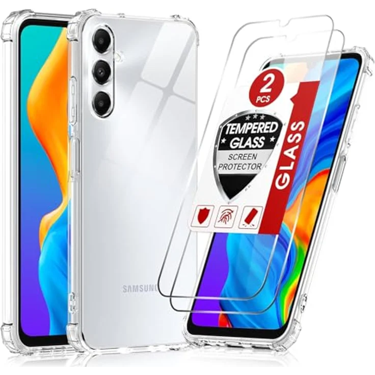 LeYi Hülle für Samsung Galaxy A05S, durchsichtige TPU Silikon Handyhülle mit 2 Schutzfolien, stoßfest mit Kameraschutz, Crystal Clear Cover Case – Bild 1