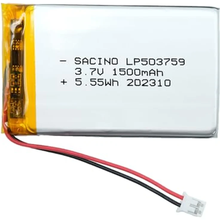 EFASO 503759 3.7V 1500 mAh, wiederaufladbare Batterie für Steelseries Arctis 7 Wireless Gaming Headset,PCM Schutz JST PH2.0-2PIN Stecker – Bild 1