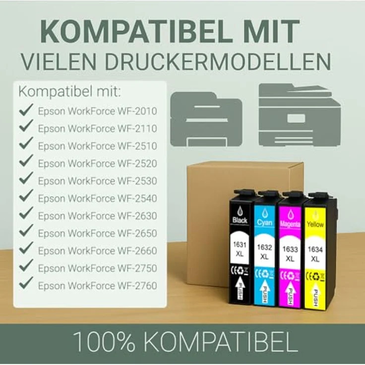 Druckerparadies 32er Multipack für Epson 16XL Tintenpatronen Set Tintenpatrone (32-tlg., WF2010 WF2510 WF2520 WF2530 WF2540 WF2630 WF2650 WF2660 WF2750 WF2760) - Hochkapazitätsfarben Schwarz, Cyan, Magenta, Gelb – Bild 2