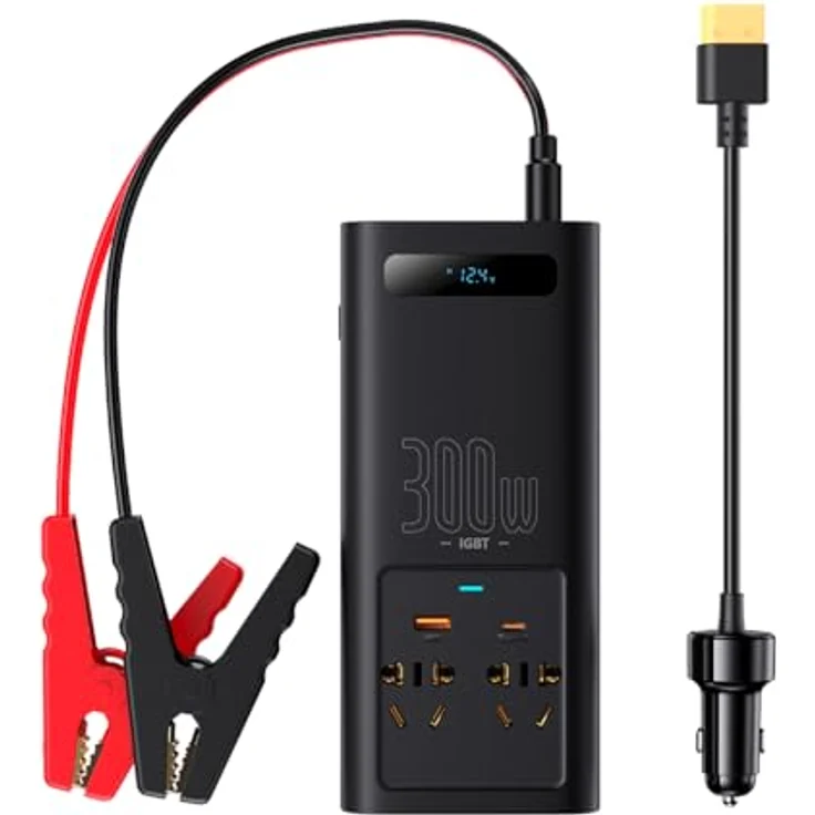 Baseus IGBT Auto Wechselrichter 300W 220V Schwarz, mit Überspannungs- und Überladeschutz, EU / CN Stecker – Bild 1