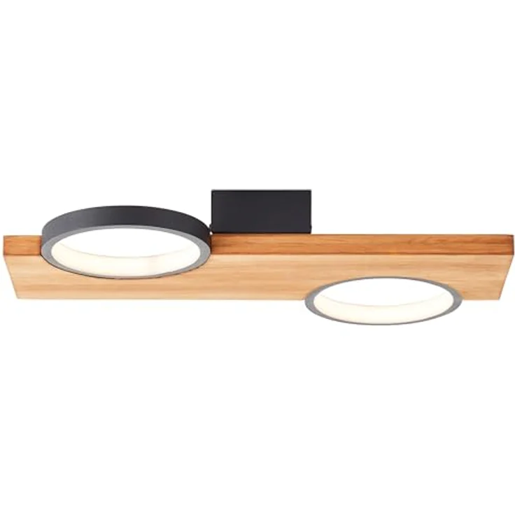 Brilliant Lampe Cheesy LED Deckenleuchte 40x25cm matt schwarz/holz braun 14 W LED integriert, Energieeffizientes warmweißes Licht, nachhaltiges Holz - FSC-zertifiziert – Bild 1