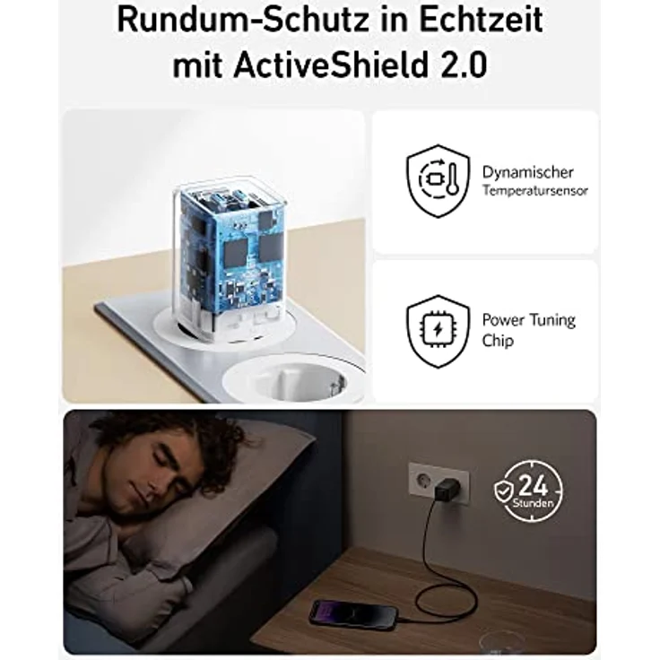 Anker USB C Ladegerät 47W, 523 Charger (Nano 3), kompakt mit 2 Anschlüssen GaN Schnellladegerät für iPhone 14/14 Plus/14 Pro/14 Pro Max/13, Galaxy, Pixel 4/3, iPad/iPad Mini (Kabel Nicht enthalten) – Bild 4