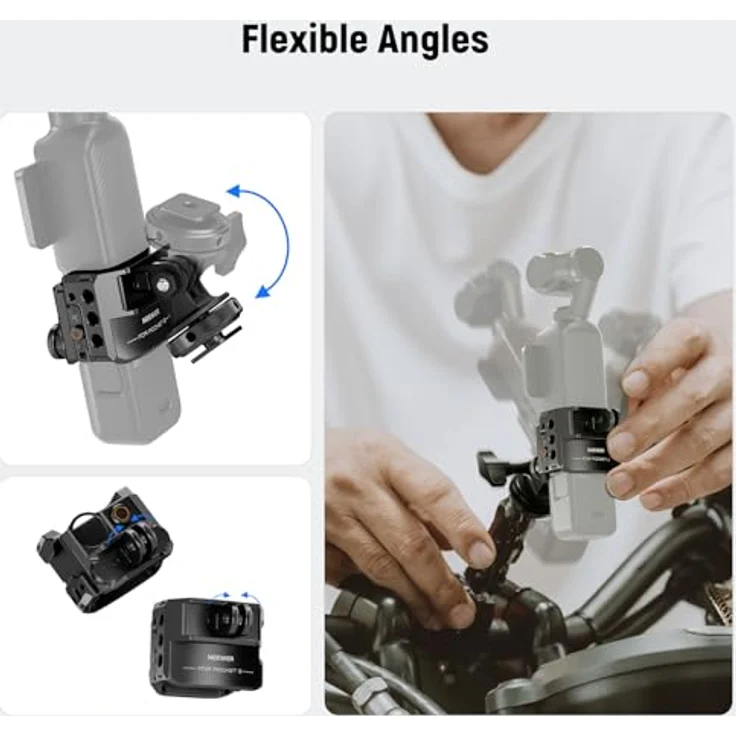 NEEWER Pocket 3 Käfig & Action Kamera Adapter, Aluminiumlegierung Gimbal Rig mit 1/4" Gewinde Cold Shoe, kompatibel mit DJI Osmo Pocket 3 & Action 2 Magnetic Mount, AC009 PRO – Bild 5