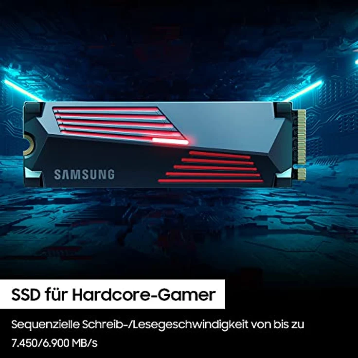Samsung 990 PRO Heatsink M.2 NVMe SSD (MZ-V9P2T0CW), 2 TB, PCIe 4.0, 7.450 MB/s Lesen, 6.900 MB/s Schreiben, SSD mit Kühlkörper und RGB-Licht für Konsolen-Gaming und Videobearbeitung – Bild 4