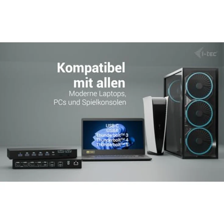 i-tec USB-C KVM Dock PRO für DREI Hosts, Dual Video, max. 92W, HDMI, 4 USB-Anschlüsse – Bild 3