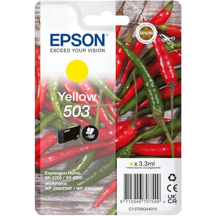 EPSON 503 Tintenpatrone Gelb (C13T09Q44010), Original Druckerpatrone mit einer Druckleistung von ca. 165 Seiten und 3,3 ml Füllmenge – Bild 1