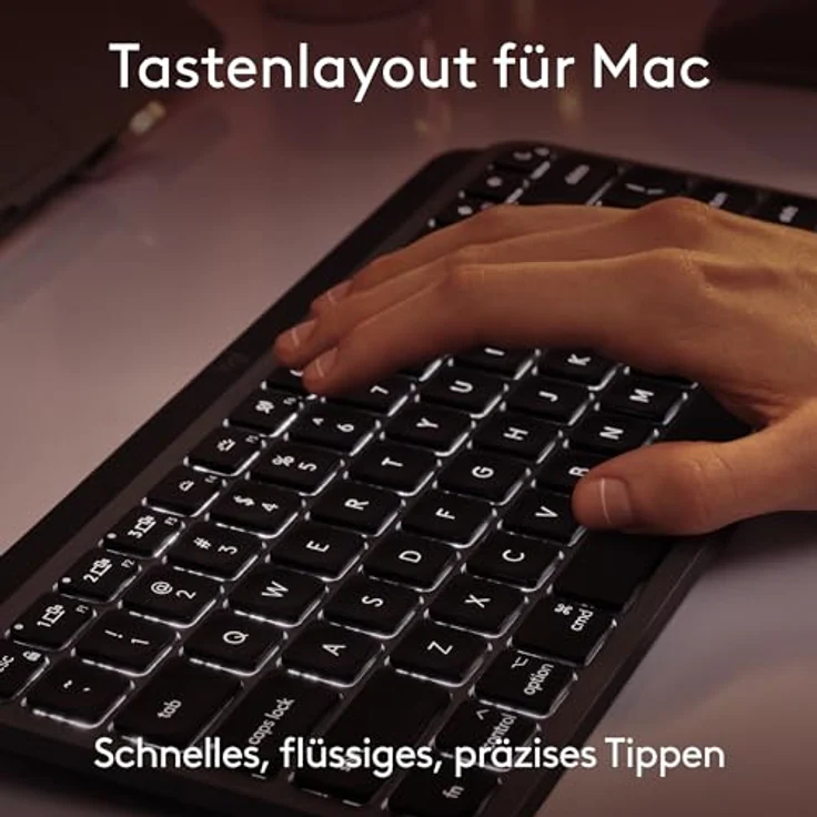 Logitech MX Keys Mini for Mac – kabellose Tastatur für Apple-Geräte, Bluetooth, Hintergrundbeleuchtung, USB-C, DEU QWERTZ - Grau – Bild 2