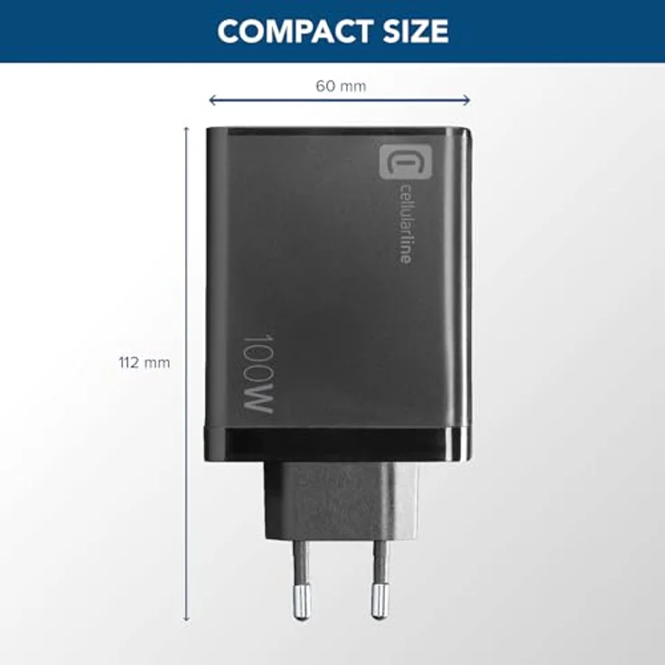 Cellularline Multipower Nano 100W Reiselader 4 Port GaN Black - 100 W Ladegerät mit 4 Anschlüssen und GaN-Technologie – Bild 3