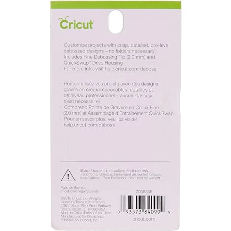 Cricut Fine Debossing Tip + QuickSwap™ Housing, Prägespitze für Cricut Maker, Silber, für detaillierte Designs auf Karton und Kraftkarton – Bild 3