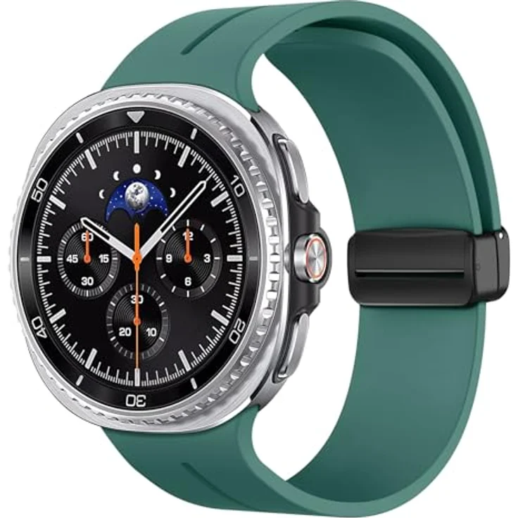 MoKo Sport Armband für Samsung Galaxy Watch 8 40mm/44mm & Galaxy Watch 8 Classic 46mm, Weiches Silikon Uhrenarmband mit Magnetverschluss, Dunkelgrün – Bild 1