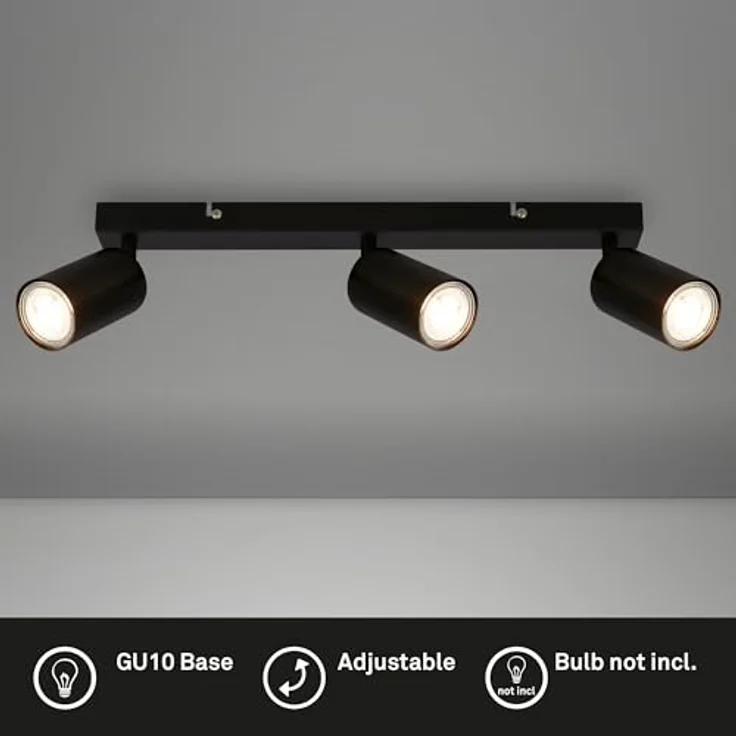 BRILONER Deckenlampe schwenkbar, GU10 Fassung, max. 9 W, 44 cm, Schwarz, Wohnzimmerlampe, Schlafzimmerlampe, Küchenlampe, Deckenstrahler, Flurlampe – Bild 2