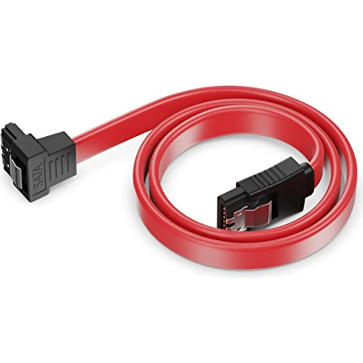 deleyCON [0,3m] S-ATA 3 Winkel-Kabel - flexibles PREMIUM SATA 3 HDD / SSD Datenkabel mit Clip - 1x Stecker gerade zu 1x Stecker 90° Grad gewinkelt - bis 6 GBit/s - Länge: 30cm / Farbe: Rot – Bild 4