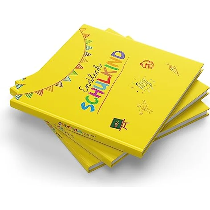 itenga Gästebuch Tafel für Erster Schultag, 88 Seiten Hardcover Einband, gelb – Bild 2