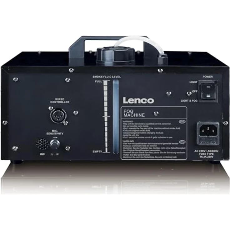 Lenco LFM-220BK, Nebelmaschine mit Dual-Matrix-RGB-Beleuchtung, 900 Watt, 1 Liter Tank, inkl. kabelloser Fernbedienung – Bild 2