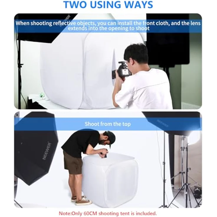 Neewer 24x24 Zoll / 60x60 cm Fotostudio Aufnahme Zelt Lichtwürfel Diffusions Soft-Box-Set mit 4x Hintergründe (rot/dunkelblau/schwarz/weiß) für Fotografie - Preisvergleich – Bild 6