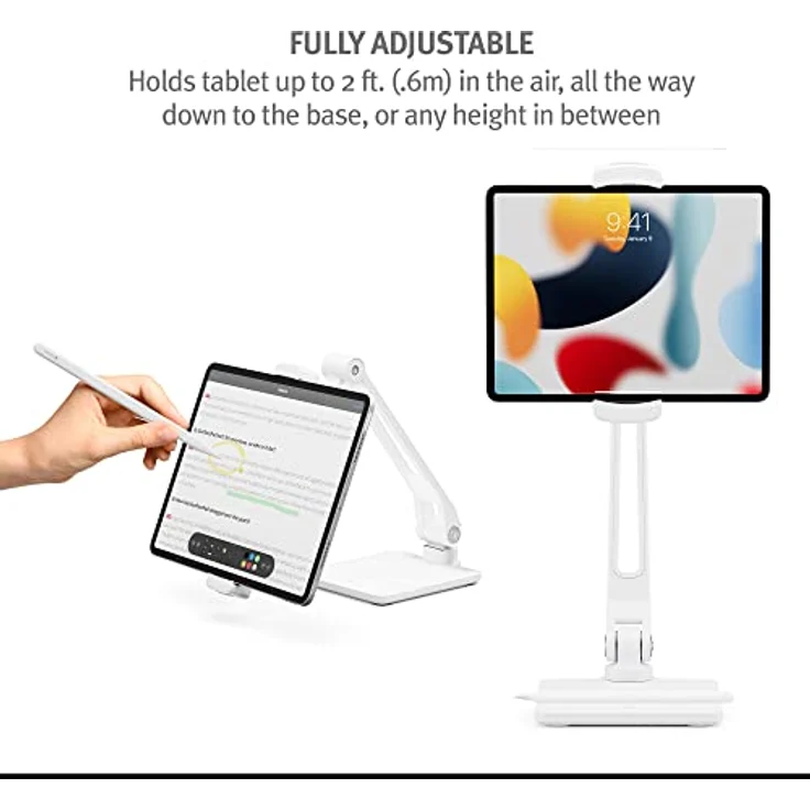Twelve South HoverBar Duo (2nd Gen) for iPad/iPad Pro/Tablets | Adjustable Arm with New Quick-Release Weighted Base and Surface Clamp Attachments for Mounting iPad (Black) – Bild 2