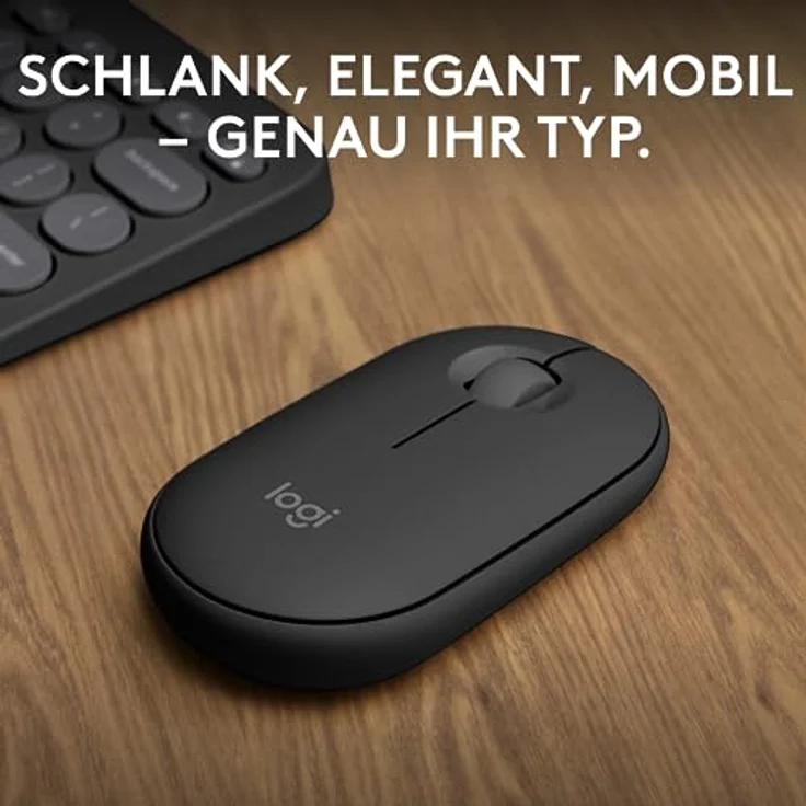 Logitech Pebble Mouse 2 M350s schlanke kabellose Bluetooth-Maus, mobil, leicht, anpassbare Taste, leise Klicks, Easy-Switch für Windows, macOS, iPadOS, Android, ChromeOS - Grafit – Bild 3