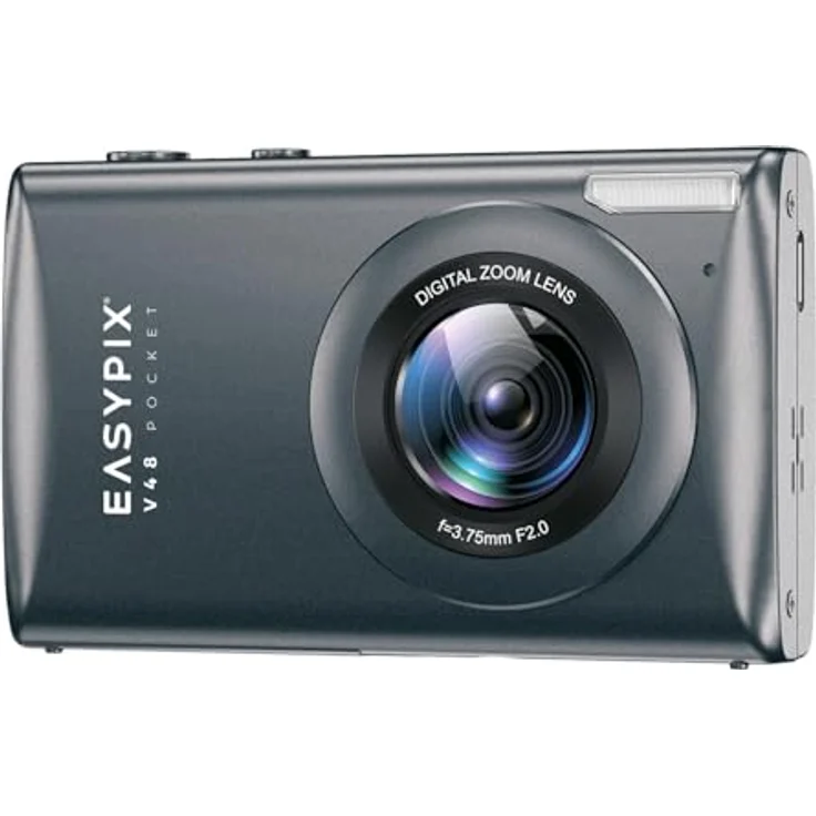 Easypix V48 Pocket Kompakte Digitalkamera, 64 MP Auflösung, 18x Digitaler Zoom, Anthrazit – Bild 1