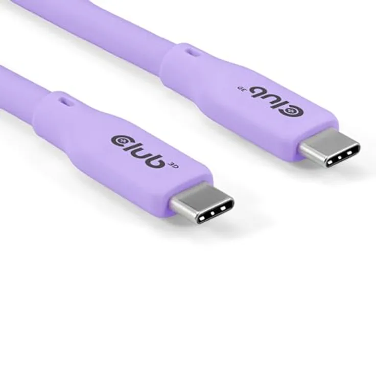 Club3D Lifestyle USB-C Kabel PD 240W, 20Gbps, 2m, lila, für Fast Power Charging und 4K 60 Hz Support