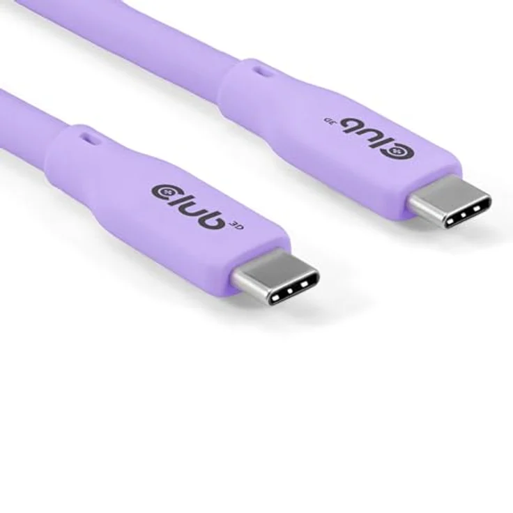 Club3D Lifestyle USB-C Kabel PD 240W, 20Gbps, 2m, lila, für Fast Power Charging und 4K 60 Hz Support – Bild 1