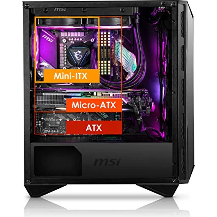 MSI MPG GUNGNIR 110R – Premium Mid-Tower PC-Gaming-Gehäuse – Seitenwand aus gehärtetem Glas – RGB 120 mm Lüfter – Flüssigkeitskühlung unterstützt bis zu 360 mm Kühler x 1 – Kabelmanagement-System – Bild 3