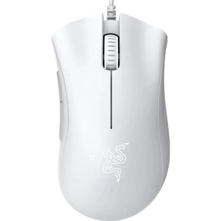 Razer Für Spiele DeathAdder Essential Ergonomische optische Maus, Weiß, mit Kabel (Kabelgebunden), Maus, Weiss