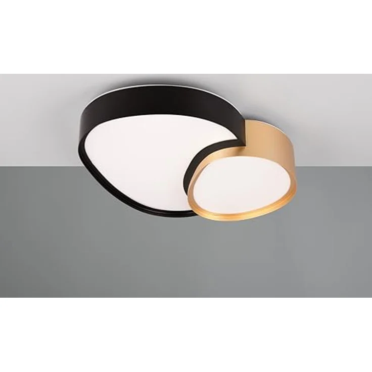 Trio Leuchten Deckenleuchte Rise 647510280, Schwarz matt/Gold, inkl. 21 Watt LED, Fernbedienung, Dimmbar, Lichtfarbe einstellbar – Bild 4