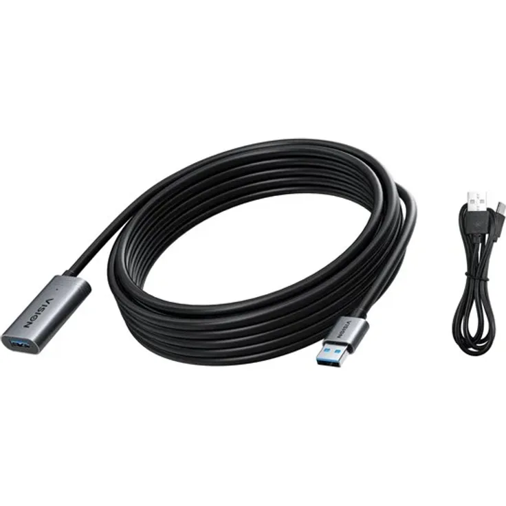 Vision USB Verlängerungskabel, USB Type A (W) zu USB Type A (M), 5 m, USB 3.0, Schwarz