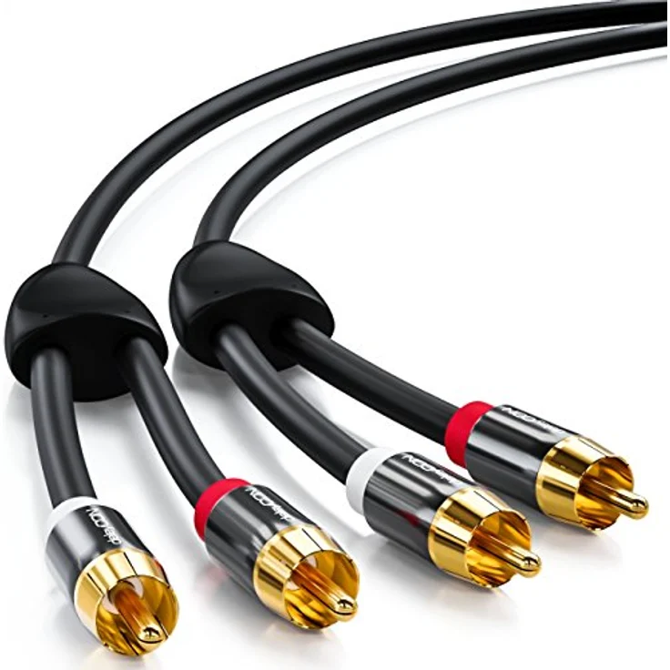 deleyCON 2m Cinch Kabel Stereo Audio Cinch RCA Kabel 2X Cinch Stecker zu 2X Cinch Stecker HiFi-Anlage HiFi-Receiver Heimkino Blu-Ray Player Schwarz – Bild 3