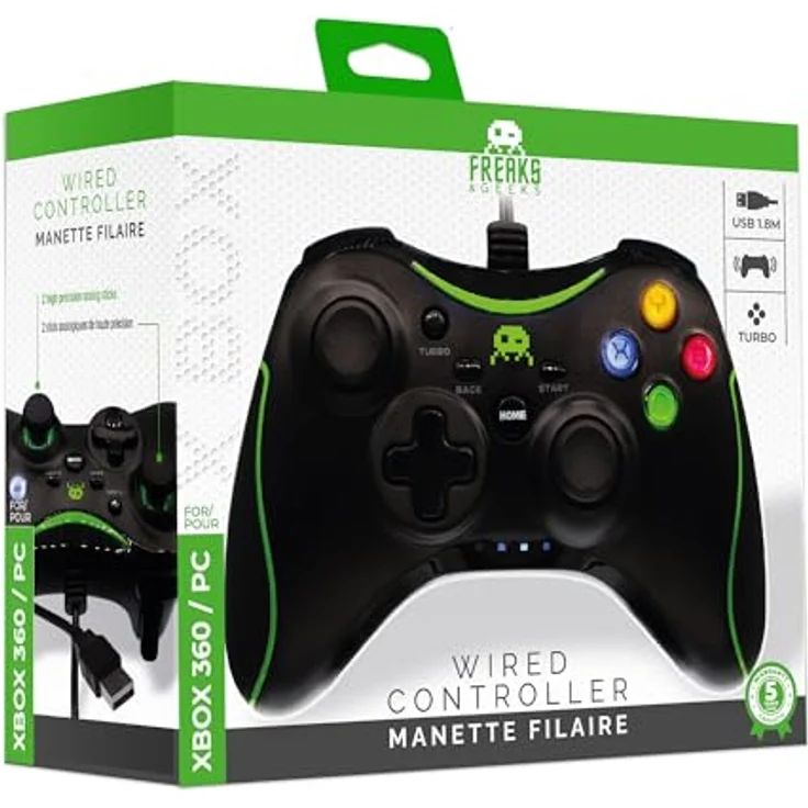 Freaks and Geeks Gamepad für Xbox (Xbox 360, PC), Gaming Controller, Schwarz – Bild 2