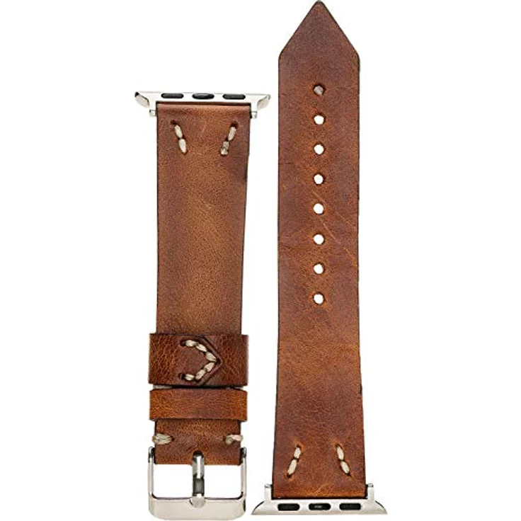 Burkley Apple Watch Leder Armband Vintage Braun Ersatz Uhren-Armband in 42/44mm (BA1) – Bild 4