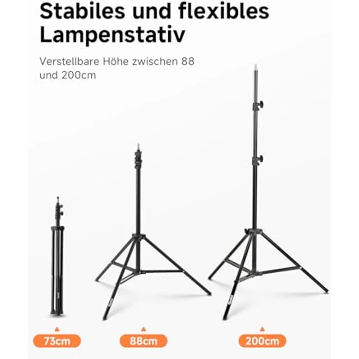 Rollei Lampenstativ 200 cm, verstellbar von 88 bis 200 cm mit Luftfederungssystem und Spigot-Anschluss – Bild 3