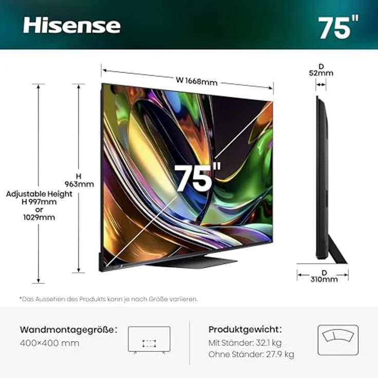 HISENSE 75UR8DS, 75 Zoll RGB MiniLED 4K SMART TV mit UHD Auflösung – Bild 2