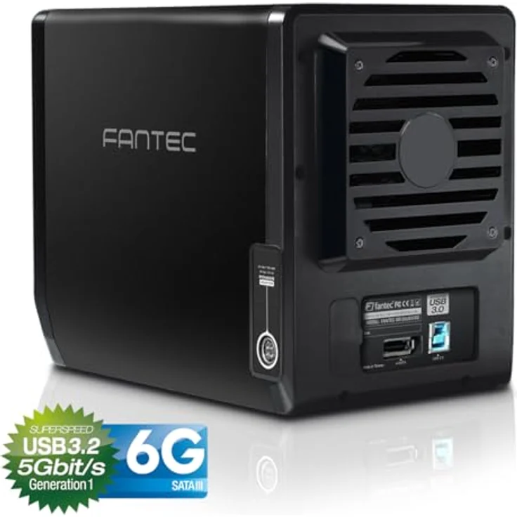 FANTEC QB-35US3-6G Externes 4-fach Festplattengehäuse (für 4x 8, 89 cm (3, 5 Zoll) SATA i-II-III Festplatten, USB 3.0 SuperSpeed und eSATA Anschluss, 6G Support, 80 mm Lüfter Temperaturgeregelt) – Bild 4