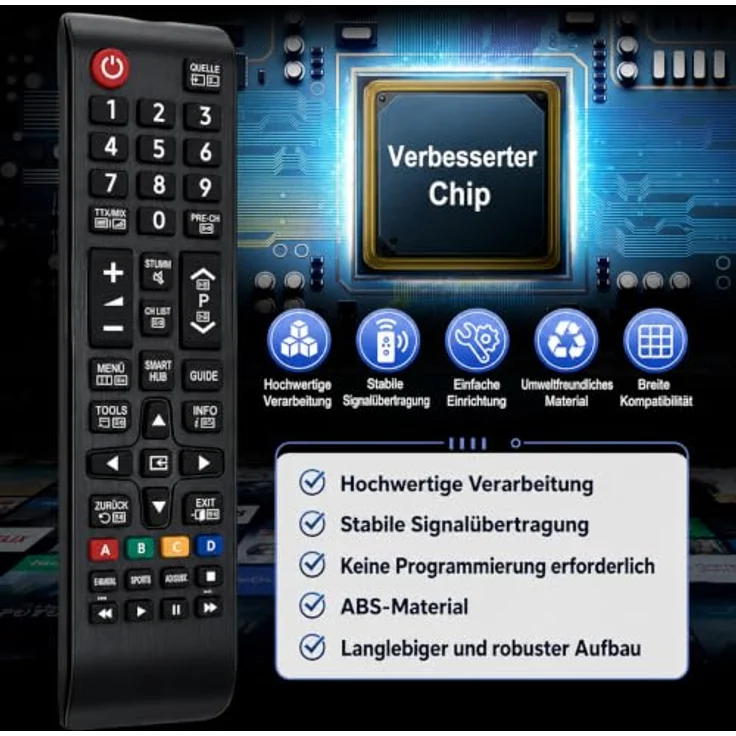 Mycotech BN59-01199G Fernbedienung für Samsung Smart TV mit Infrarot-Technologie, sofort einsatzbereit, ergonomisches Gehäuse – Bild 6