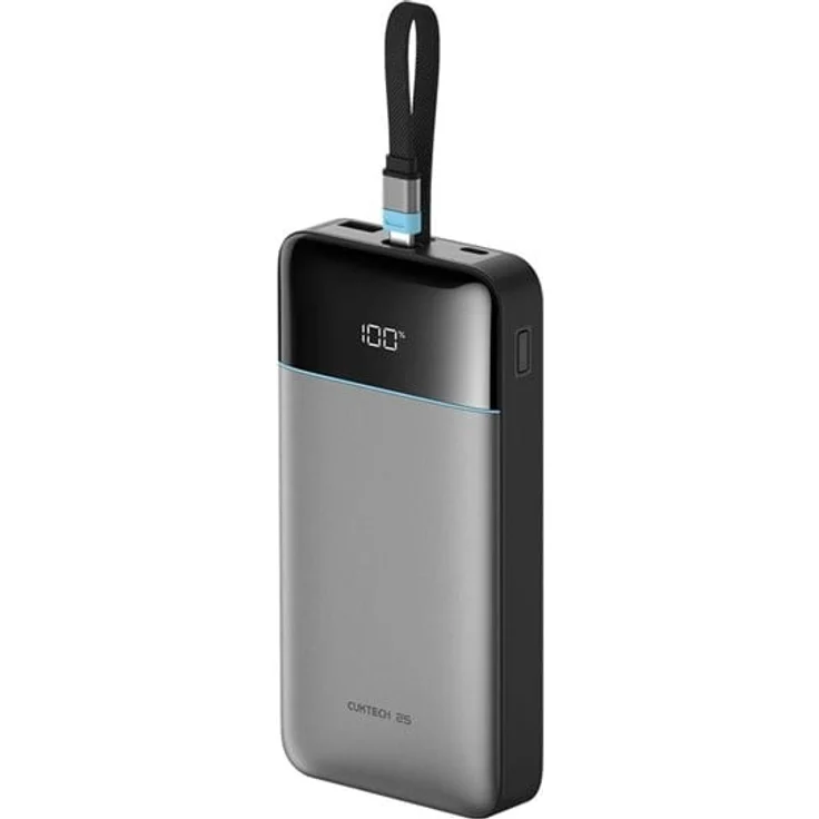 CUKTECH LPB252N, 120W Powerbank mit 25000mAh und integriertem USB-C-Kabel, grau