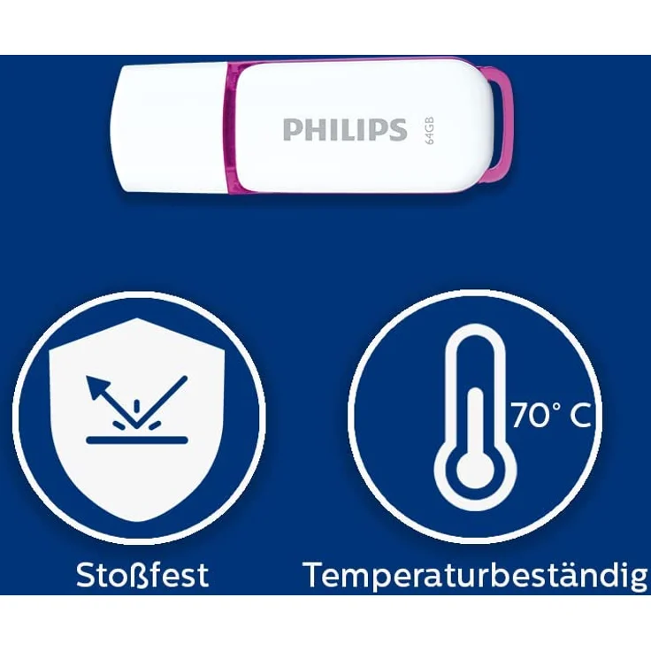 Philips FM64FD70B-10 64 GB Snow Edition USB 2.0 Flash Drive weiß-purple – Bild 7