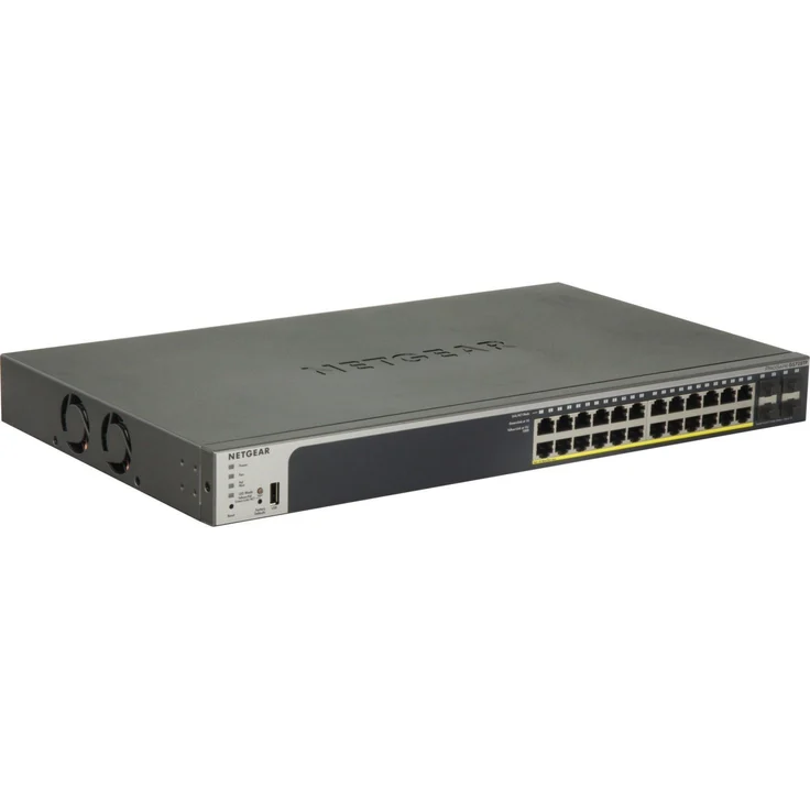 Netgear GS728TP 28-Port Gigabit Ethernet LAN PoE Switch Smart Managed Pro (mit 24x PoE+ 190W, 4x 1G-SFP, Desktop- oder Rack-Montage mit ProSAFE Lifetime-) – Bild 2