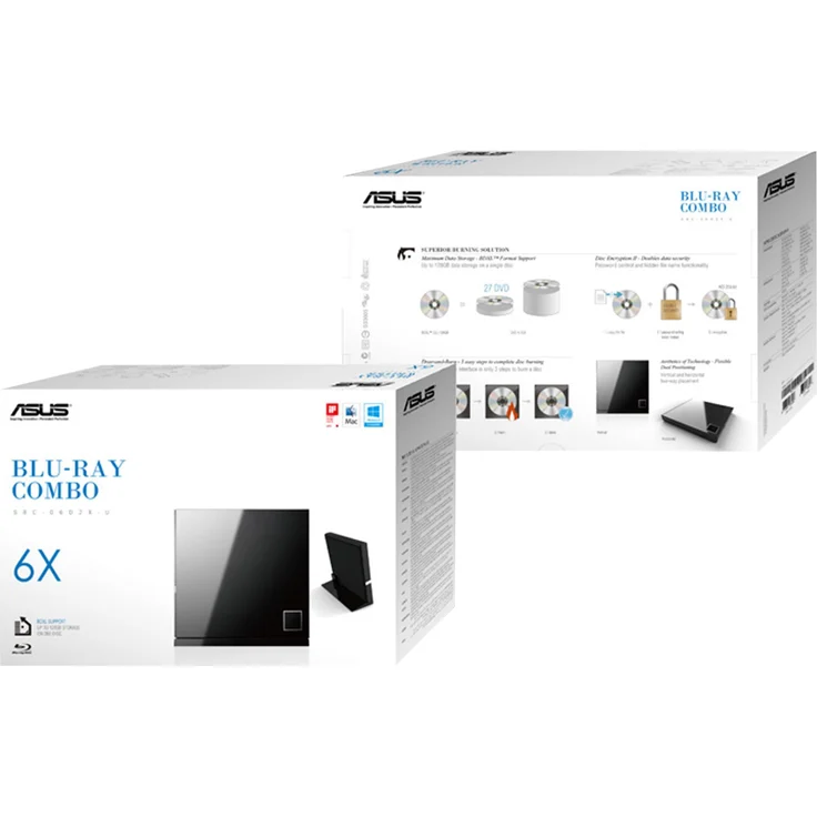 Asus SBC-06D2X-U externes Slim Blu-Ray BDXL Combo (6x BD-R Lesen, 8x DVD±R, 6x DVD±R DL, 5x DVD-RAM, USB 2.0) inkl. Cyberlink Power2Go, Hochglanz Schwarz – Bild 4