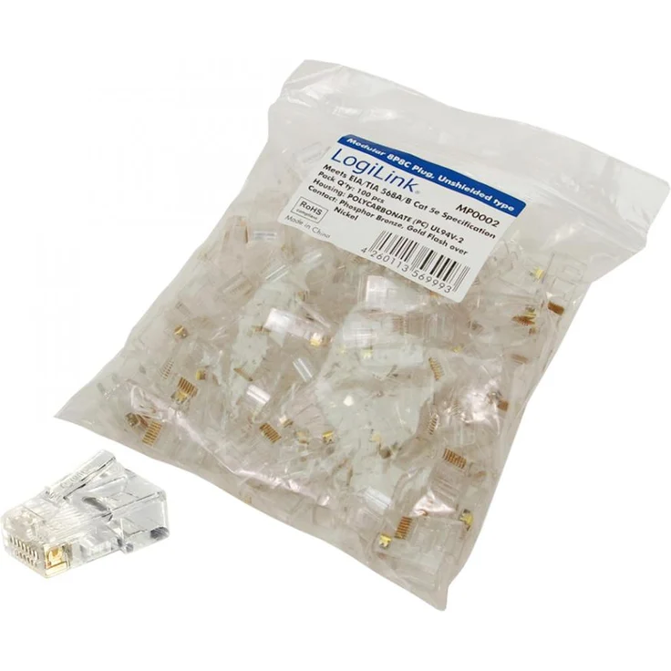2direct LogiLink Modular Stecker, CAT 5e (RJ45), ungeschirmt, 100 Stück – Bild 2
