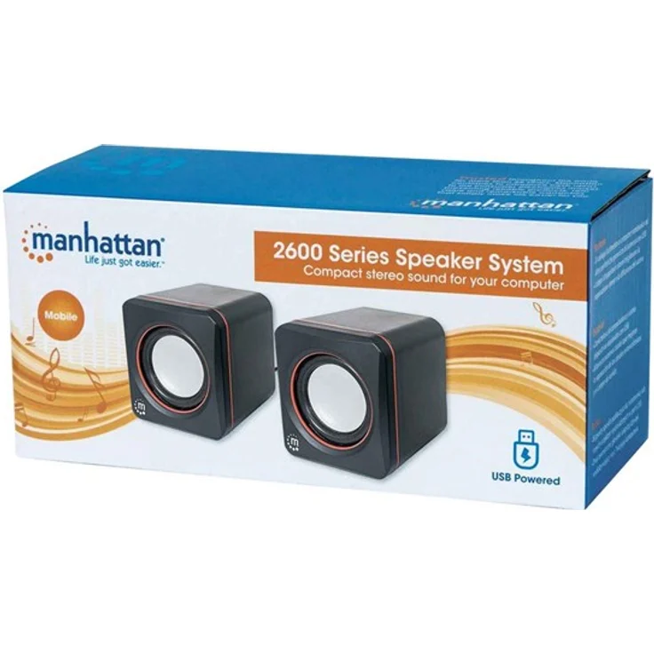 Manhattan USB Stereo Lautsprechersystem schwarz-orange – Bild 2