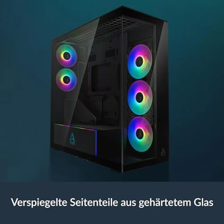 Arctic Cooling ACPCC00019A Black Mirror, ATX PC-Gehäuse mit Sichtfenster, Schwarz, inkl. vorinstalliertem Netzteil und Platz für bis zu 5 Lüfter – Bild 10